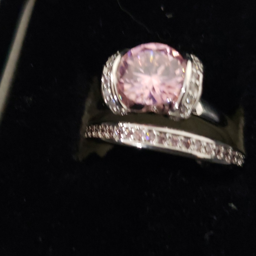 FIRM  .35ct Pink Sapphire .925 Silver Engagement Ring - Picture 5 of 6